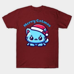 Christmas blue catmas cat T-Shirt